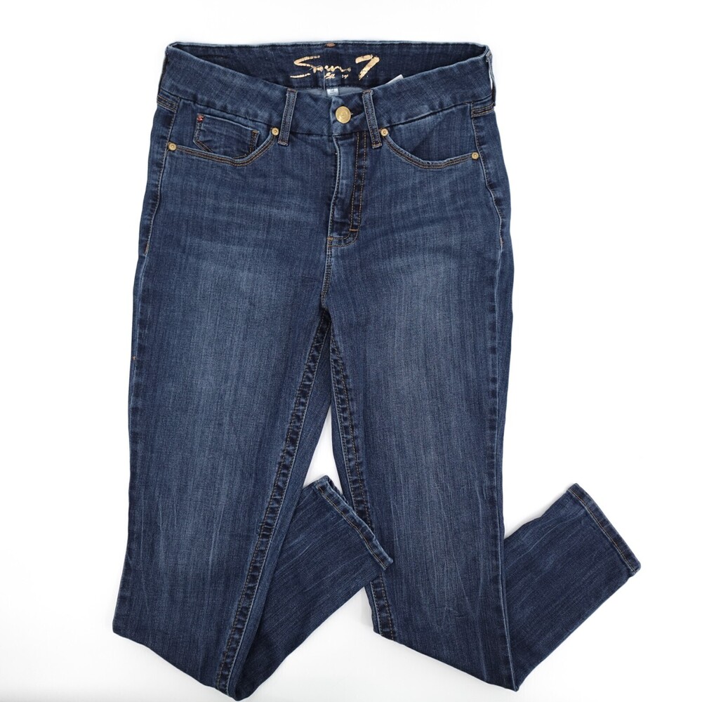 Seven7 Jeans Womens 12 Blue Tummyless High Rise Skinny Stretch Medium Wash